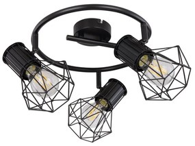 Plafoniera cu 3 spoturi design industrial PRISKA negru