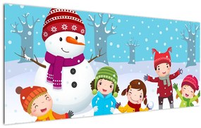 Tablou - Bucurii de iarnă pentru copii (120x50 cm)