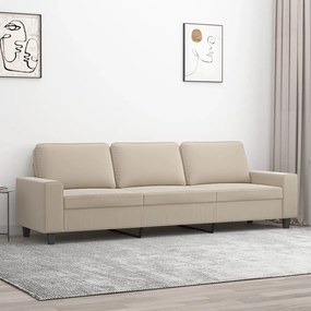 348997 vidaXL Canapea cu 3 locuri, crem, 210 cm, țesătură microfibră