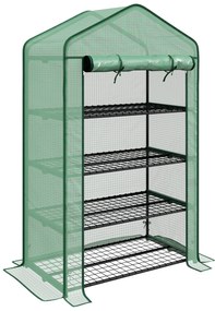 Outsunny Seră de Grădină Balcon cu Rafturi 4 Nivele 90L x 49l x 160H cm Oțel galvanizat folie Detasabila PE Densitate înaltă Verde | Aosom Romania