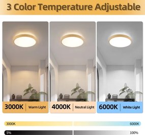 Brilagi-LED Corp de iluminat reglabil GLASS POOL DOUBLE LED, 48W, 230V, 40 cm, decor lemn + telecomandă