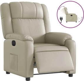 vidaXL Fotoliu rabatabil electric, crem, piele ecologică
