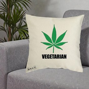 Perna Decorativa Vegetarian cu Frunza, 40x40 cm, Ecru, Husa Detasabila, Perna Inclusa, BEKZ®