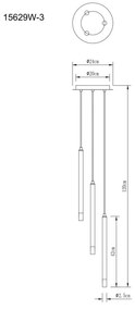 Lustra cu 3 Pendule metal alb RYAN pentru dormitor