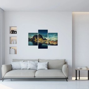 Tablou cu sat de pescari din Norvegia (90x60 cm)