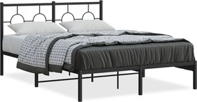 vidaXL Cadru de pat metalic cu tăblie, negru, 140x200 cm