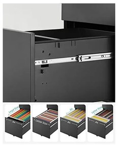 Dulap mobil cu inchidere, Songmics, Negru, OFC60BK, 52 x 39 x 60 cm