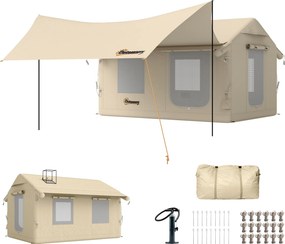 Outsunny Corturi Gonflabile Impermeabile pentru Glamping cu Orificiu pentru Sobă pentru 6-8 Persoane | Aosom Romania