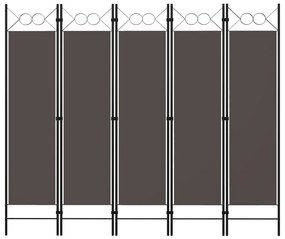 vidaXL Paravan de cameră cu 5 panouri, antracit, 200 x 180 cm