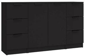 3115837 vidaXL Servante, 3 piese, negru, lemn prelucrat