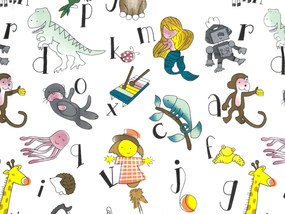 Lenjerie de pat din bumbac pentru patut KIDS ALPHABET alb Dimensiune lenjerie de pat: 45 x 65 cm | 90 x 135 cm