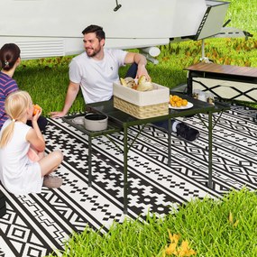 Outsunny Masă de camping pliabilă cu 2 rafturi laterale, înălțime reglabilă pentru camping, picnic, grătar, negru | Aosom Romania