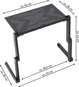 Birou pentru laptop cu USB - 42 x 28 cm, răcoritor, negru