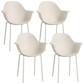 Outsunny Set de 4 Scaune de Grădină Gri, Stivuibile, cu Spătar Înalt și Cotieră, Cadru din Metal, Design Elegant pentru Exterior | Aosom Romania