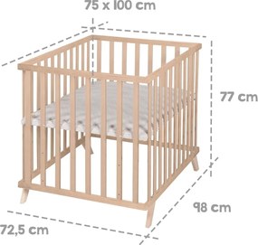 Țarc pentru copii în culoare naturală din lemn de fag cu înălțime reglabilă 75x100 cm Lil Planet – Roba