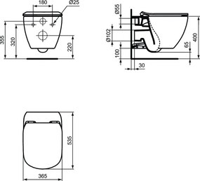 Vas WC suspendat Ideal Standard Tesi AquaBlade Silk, fixare complet ascunsa, alb mat - T0079V1