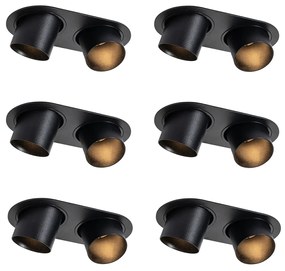 Set de 6 spoturi încastrate negre GU10 50mm cu 2 lumini - Installa