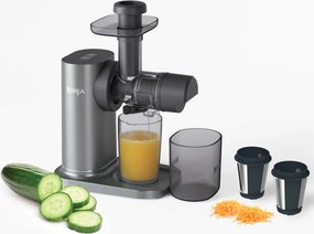 Storcator de fructe 3in1 Ninja NeverClog JC152EU, 150 W, 700 ml, Presare la rece, Taiere, Razuire, Filtre pentru pulpa, Gri