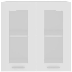 Dulap de sticla suspendat, alb, 60 x 31 x 60 cm, PAL Alb, Dulap suspendat din sticla 60 cm, 1