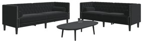 vidaXL Set canapele Chesterfield cu perne rulou 2 piese negru catifea