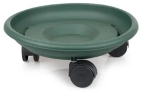 Suport ghiveci, 26 cm, cu rotile, verde, polipropilena