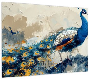 Tablou pe sticlă - Peacock, pictură (70x50 cm)