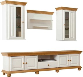 Set lemn masiv natur Living Margaret Model B Alb/