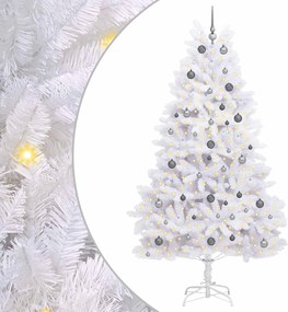 vidaXL Brad de Crăciun artificial Alb 120 x 120 x 240 cm PVC și Metal