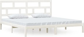 vidaXL Cadru de pat, alb, 200x200 cm, lemn masiv de pin