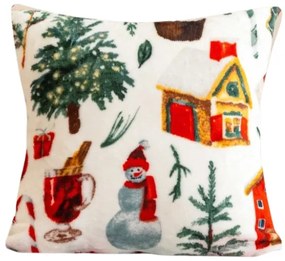 Husa din microplus pentru perna FESTIVE MAGIC 45x45 cm, alb