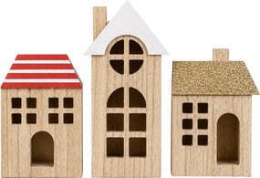 Set de casute din lemn WOODLAND 21 cm, 3 buc.