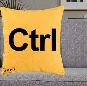 Perna Personalizata Tasta Ctrl Tipografie Bold, 40x40 cm, Galben, Husa Detasabila, Perna Inclusa, BEKZ®