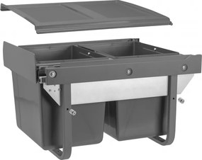 Cos gunoi incorporabil GTV Practi Eco, colectare selectiva, pentru corp de 450 mm, gri antracit, 2 x 15 l Gri antracit, Plastic, L:420 mm; A:510 mm;