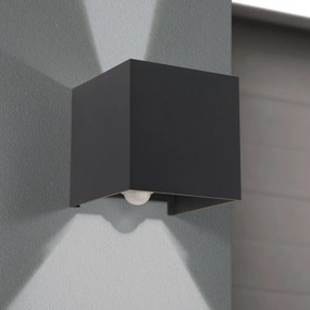 Aplica LED ambientala de exterior cu senzor de miscare IP54 CUBE-S antracit