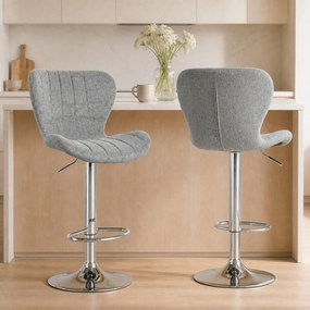 HOMCOM Set 2 Scaune de Bar Rotative cu Înălțime Reglabilă, Tetieră pentru Picioare și Spătar, 47x51,5x111,5 cm, Gri | Aosom Romania