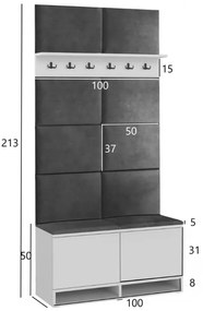 Cuier  pentru hol  White/ Craft/ Grey