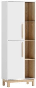 HOMCOM Bibliotecă înaltă de 176 cm, 4 rafturi deschise, 2 dulapuri, bibliotecă independentă, MDF, alb | Aosom Romania