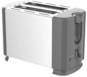 Prajitor de paine Rosberg R51440GS, 700W, 2 felii, 6 trepte, Suprafata exterioara fara incalzire, Alb/Gri