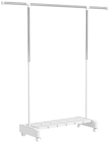 HOMCOM Uscător Vertical Extensibil cu Roți și Raft pentru Încălțăminte Alb | Aosom Romania