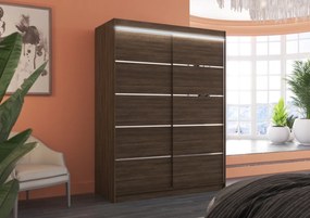 Dulap cu usi glisante si iluminare LED, Luft 150 + LED, 150 cmx200 cmx58 cm, ADRK Furniture (Culoare: Negru / Alb)