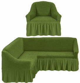 Set husa elastica si creponata cu volan pentru coltar + fotoliu, HC-04-1