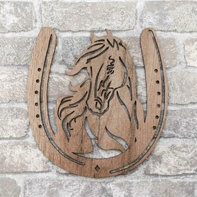 DUBLEZ | Decorațiune din lemn pentru perete - Cal în potcoavă