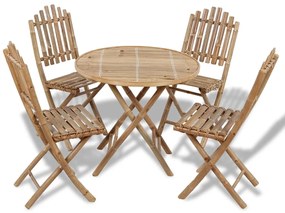 vidaXL Set mobilier de exterior pliabil, 5 piese, bambus