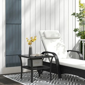 Outsunny Masă de grădină din polyrattan, 50 x 50 x 45 cm, măsuță rezistentă la intemperii pentru 4 persoane, pătrată cu poliță și blat din sticlă | Aosom Romania