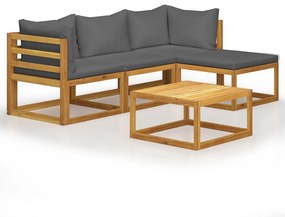 45914 vidaXL Set mobilier grădină cu perne, 5 piese, lemn masiv acacia