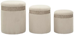 Mauro Ferretti Set 3 Pufuri Crem Cu Spațiu De Depozitare, Ø 40,5 X 49,5 Cm, 35 X 42 Cm, 31 X 38 Cm | Aosom Romania