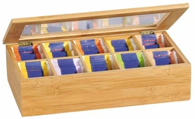 Kesper 58901 Organizator ceai bambus, 10 compartimente, 36 x 20 x 9 cm