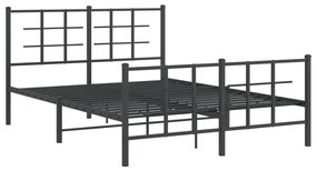 355578 vidaXL Cadru pat metalic cu tăblie de cap/picioare, negru, 135x190 cm