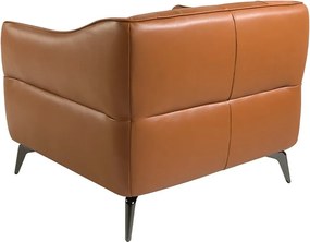 Fotoliu din piele naturala capitonata Cowhide leather brown