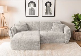 Colțar bej cu tapițerie din chenille (cu colț pe partea stângă/cu șezlong) Nelia – Ropez